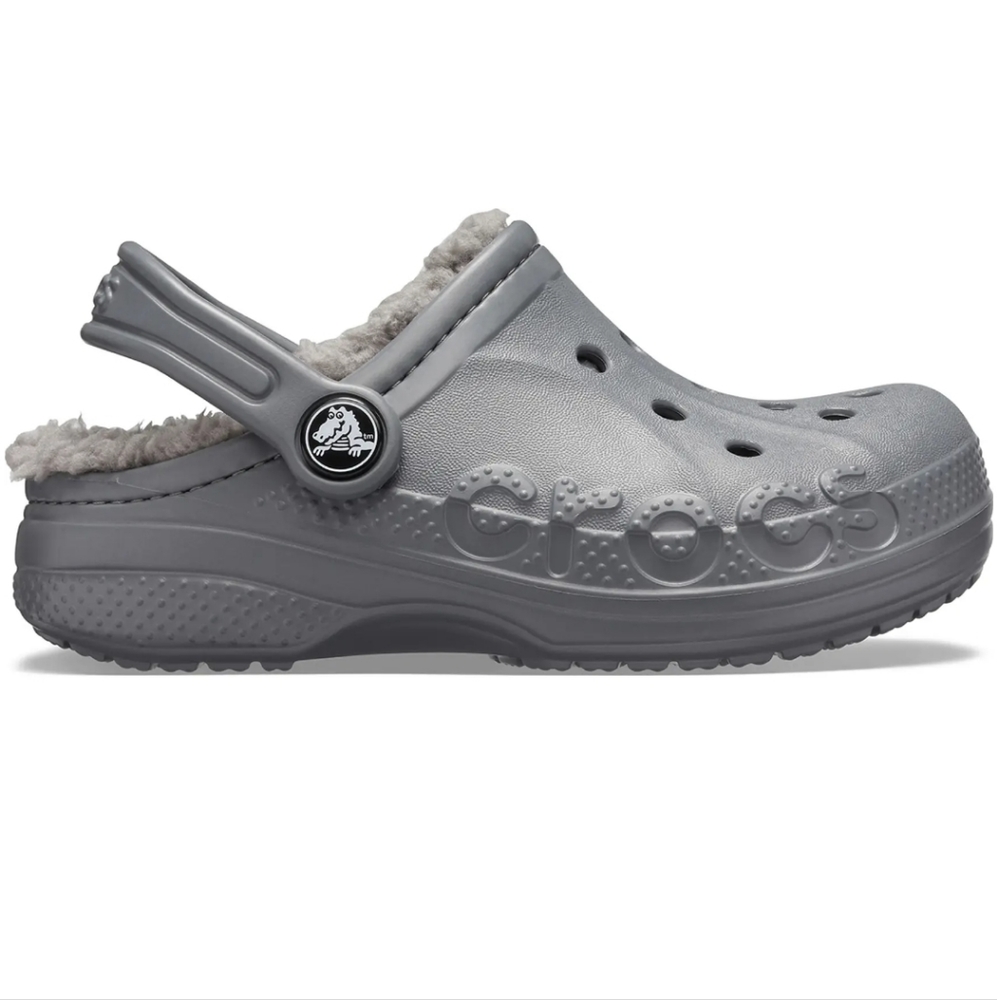 CROCS Baya Faux Fur Lined Clog in Charcoal